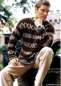 Пуловер для чоловіків з жакардовим смугами
